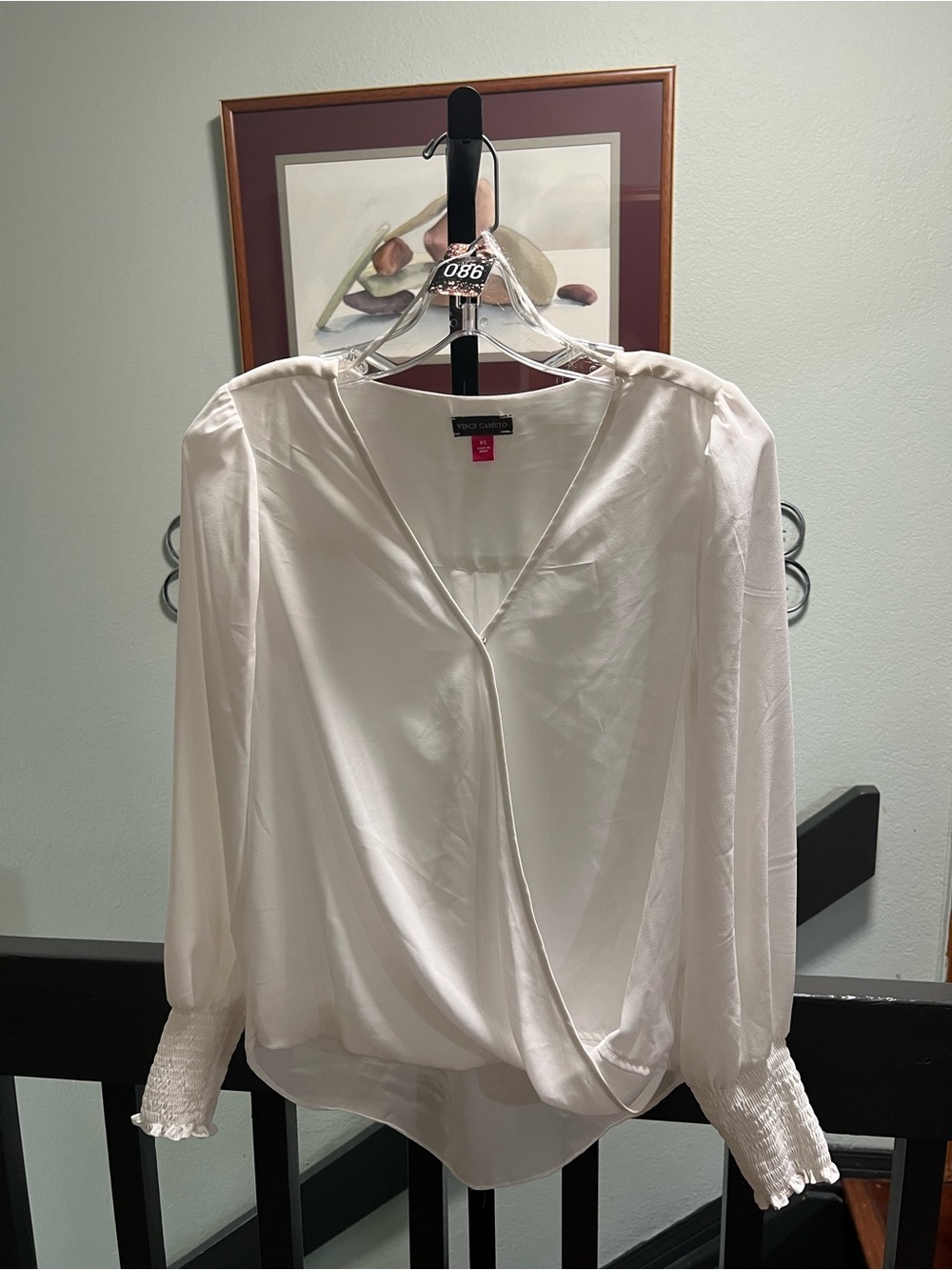 Brand NewVince Camuto White Wrap-Front V-Neck Blouse XS #086